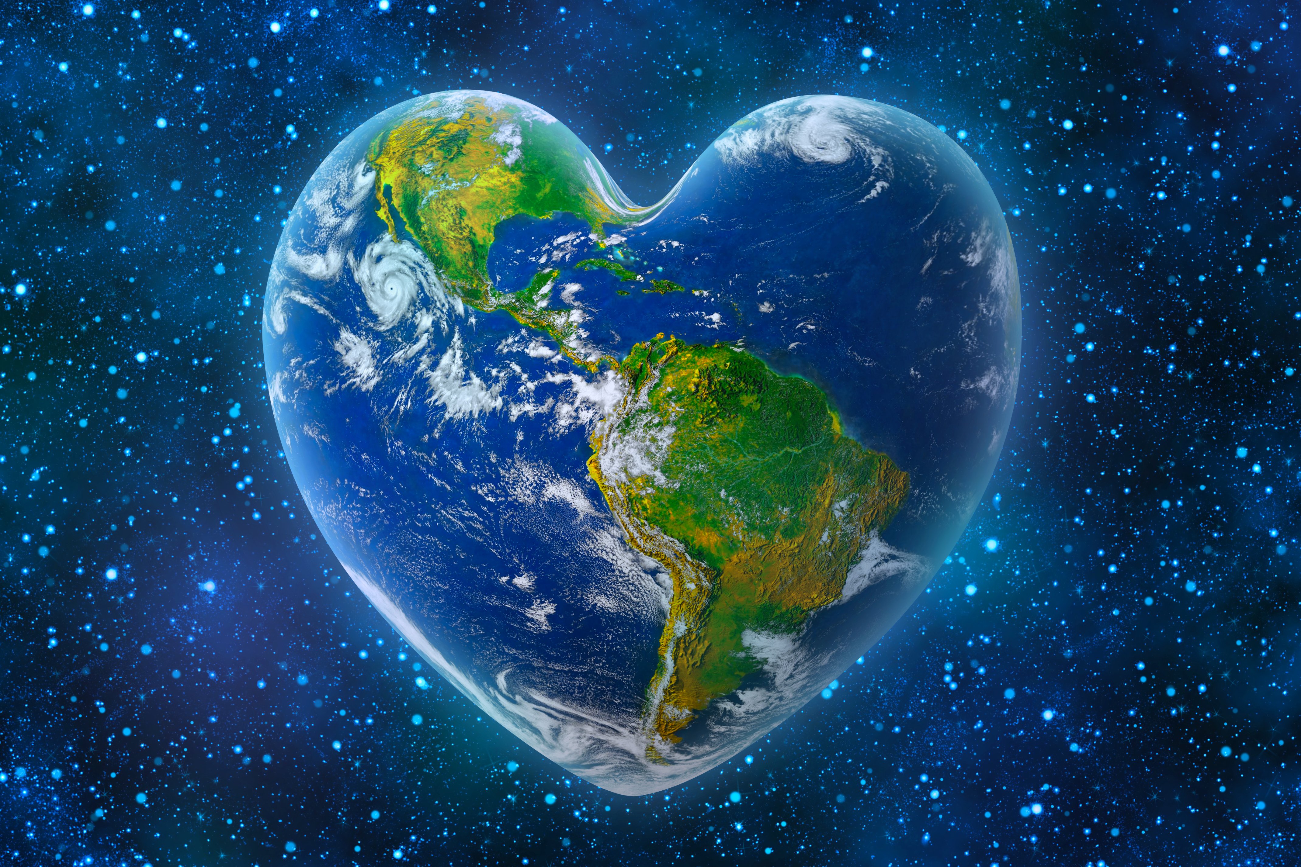 Earth in a heart shape